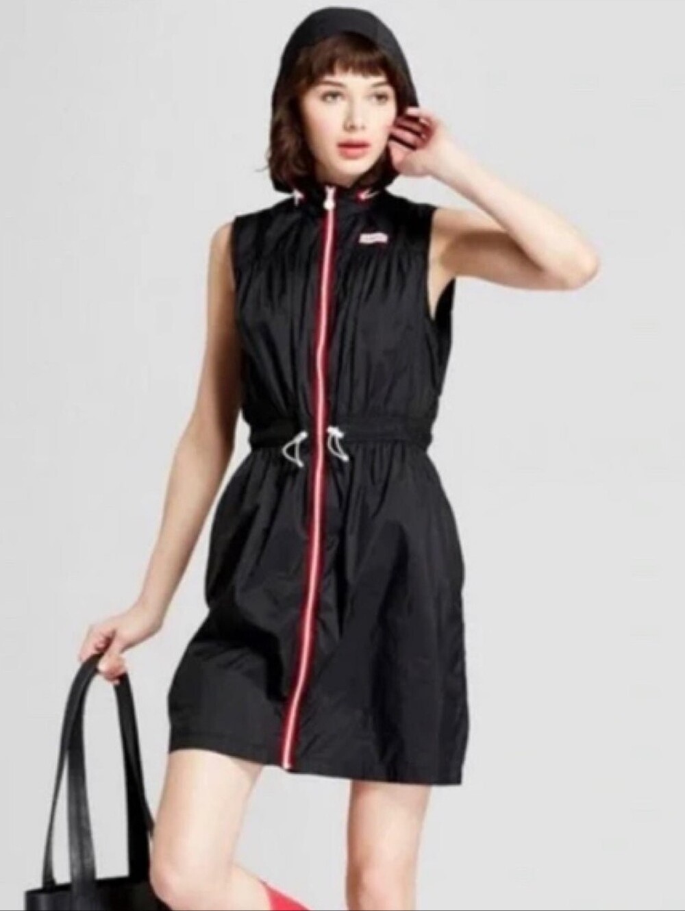 Hunter x Target Black Sleeveless Hooded Zip-Front Dress
